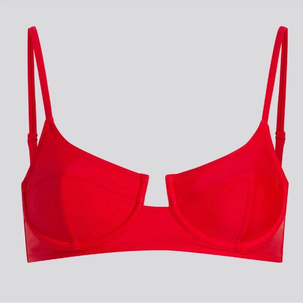 SOLID & STRIPED Vibrant Red Bikini Top